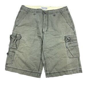 Vintage 90s Cargo Shorts Mens 36 Faded Army Green Cotton Grunge Baggy Casual Y2K